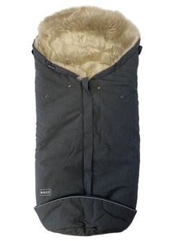 Конверт Bozz из овчины с длинным ворсом черный меланж/лён