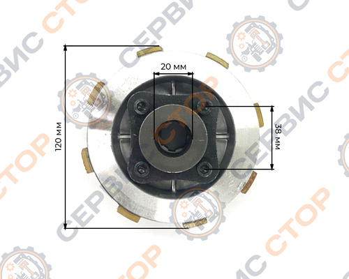Муфта сцепления в сборе 178/186F шлиц 25 мм 8 лепестков 120мм культиватора/мотоблока