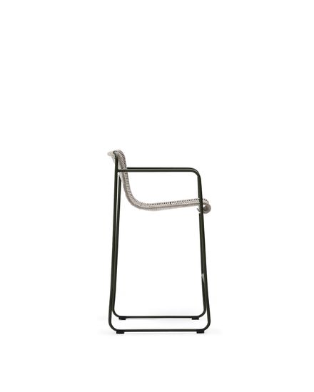 Полубарный стул Maurina из зелёной оцинкованной стали и экрю и серого шнура 64,5 см Испания 