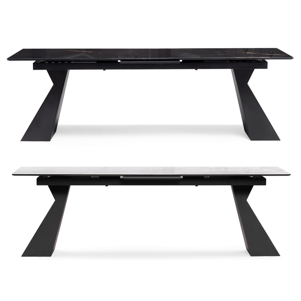 Стол стеклянный Woodville Денхольм 240(290)х100х75 обсидиан, черный