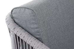 "Канны" кресло плетеное из роупа, каркас алюминий белый муар, роуп светло-серый круглый, ткань серая 017