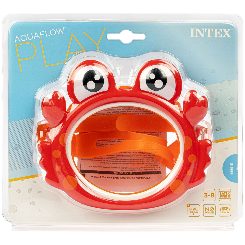 Маска для плавания детская Intex 55915 Fun Masks Краб / Очки маска для ныряния Крабик в бассейн и море Интекс 3-8 лет