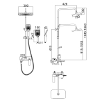 Душевая стойка Grossman Mercury 500.K35.10.120 с верхним душем,ручной лейкой и смесителем, брашированный никель,1 место
