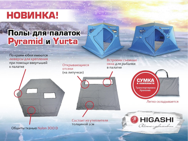 ⛺Новые модели полов для палаток Yurta и Pyramid с окнами для зимней рыбалки❄️