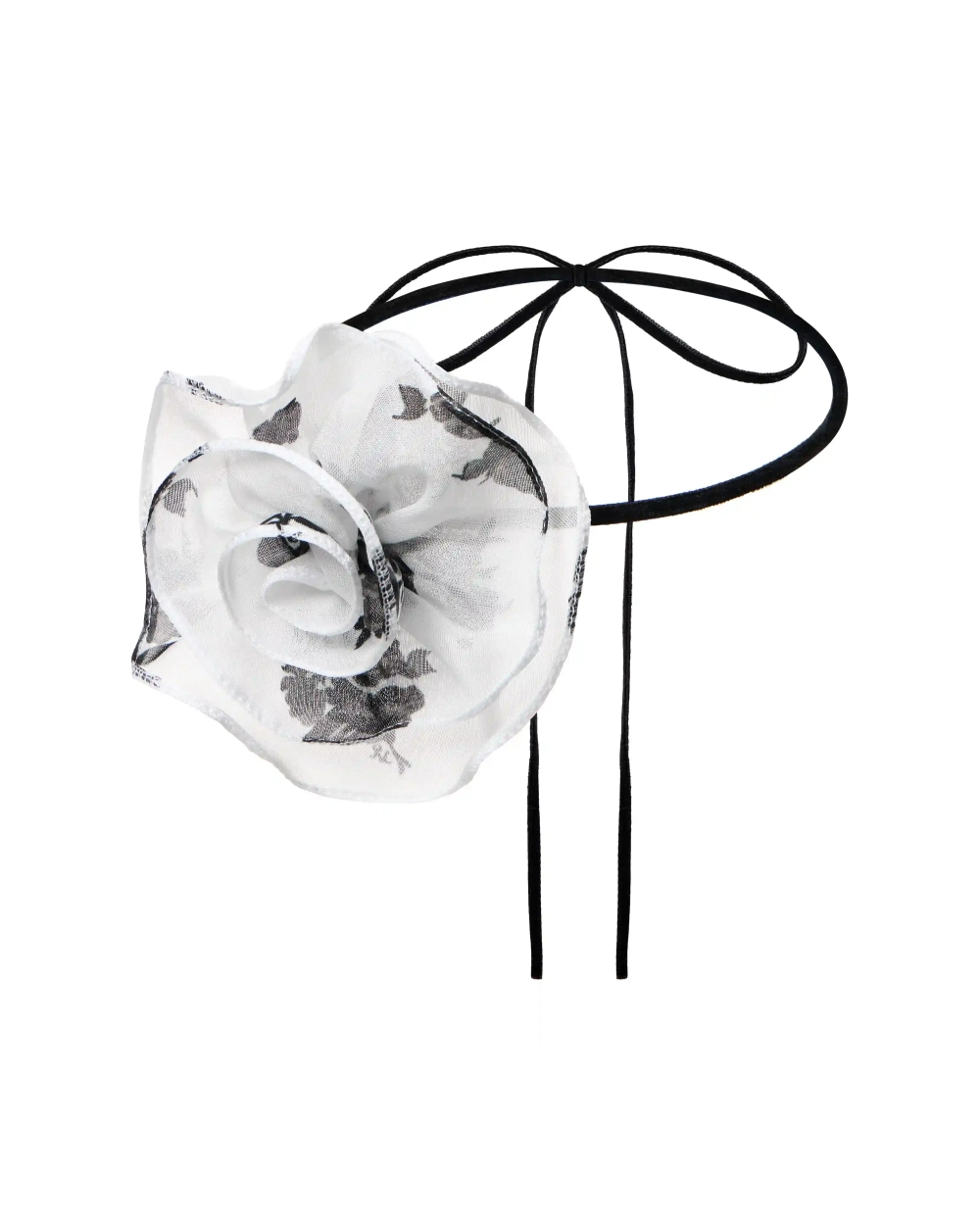 Lydia, чокер с розой из молочного шифона с цветочным принтом и бархатной ленты, регулируемый