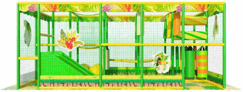 Детский уличный игровой лабиринт с крышей «Тропикана» 6,15×2,46×3,1 м