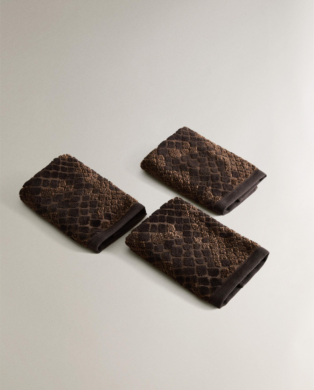 Zara Home Полотенце для лица и рук из хлопка, коричневый, 30x30 см (3 шт.)