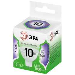 Лампа светодиодная ЭРА GREEN LINE LED MR16-10W-865-GU5.3 GL 10Вт софит холодный свет GU5.3 | Лампы cветодиодные Точечные (Софиты) (MR, PAR)