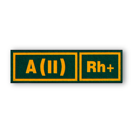 Нашивка ( Шеврон ) На Грудь Группа Крови A(II) Rh+ Зеленая / Пластизоль