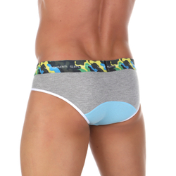 Мужские брифы серые с голубой вставкой Van Baam VB50756