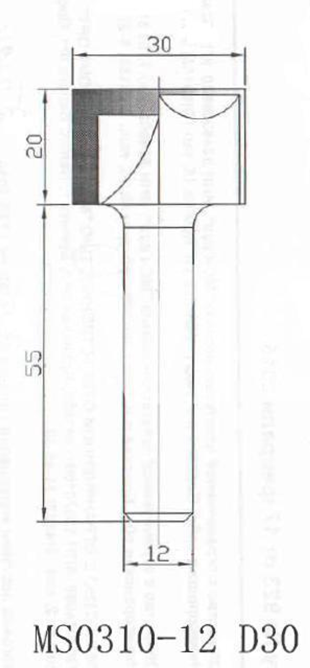 PCD фреза D.30x20x75 S.12 VELA