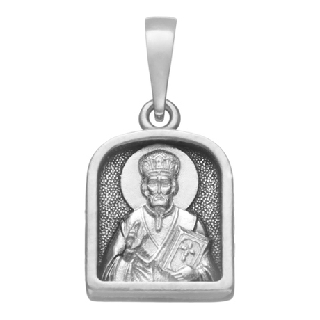 Образок из серебра/Частичное чернение/Подвижное ухо/Св.Николай