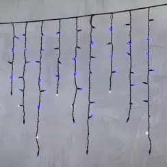 Светодиодная бахрома с колпачком 3,2*0,9 м., 168 синих LED ламп, мерцание, каучуковый черный провод, LTC (LL168BLW-1-2B)