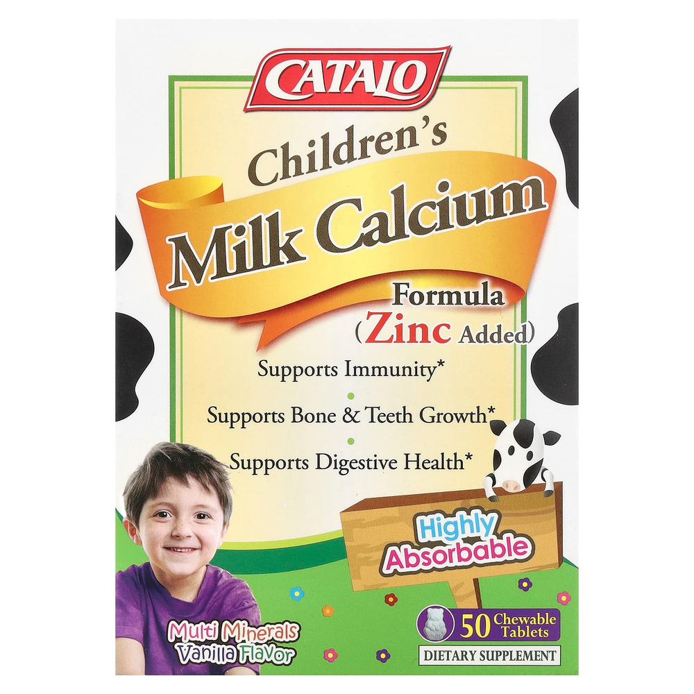 CATALO, Children's Milk Calcium Formula, цинк, 50 жевательных таблеток