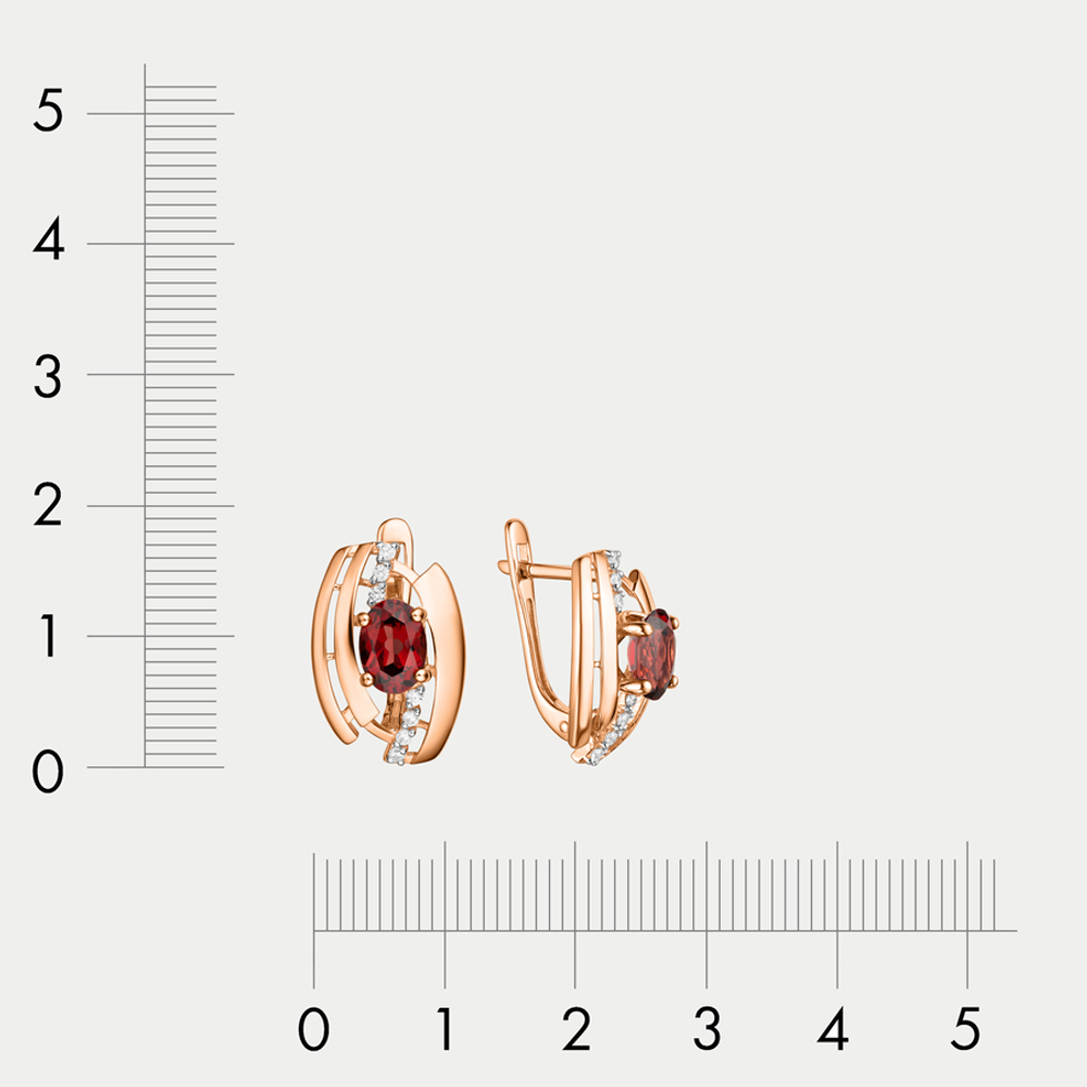Серьги с фианитами и гранатами из розового золота 585 пробы для женщин (арт. 43073800-Гр)