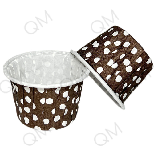 Форма бумажная "Маффин" 50*40 мм (коричневый фон белый горох) 70г