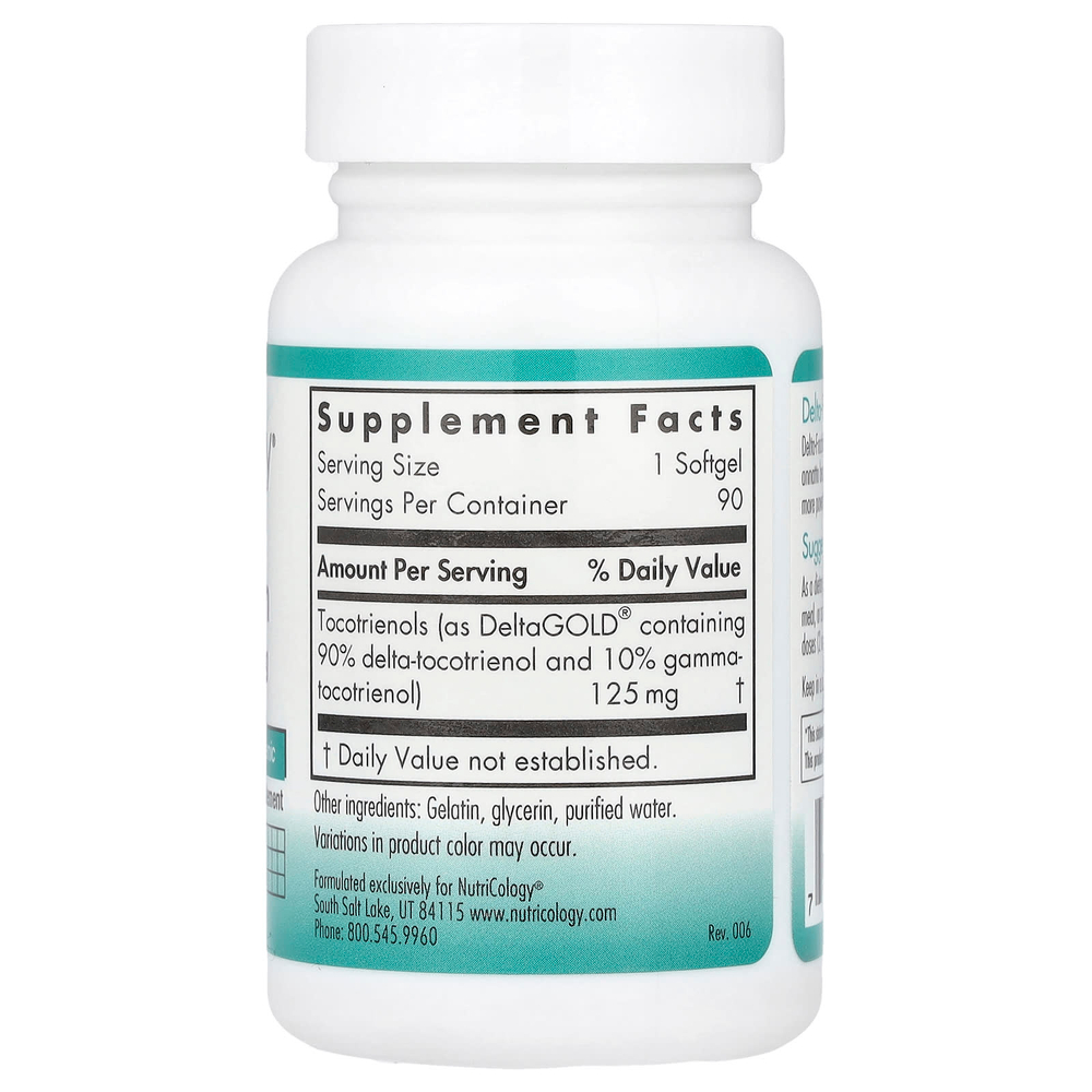 Nutricology, дельта-фракция токотриенолов, 125 мг, 90 капсул