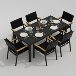 Обеденная группа Ideal Patio ДОЛЛА БОНТА каркас карбон, стол алюминий 180, ткань черная