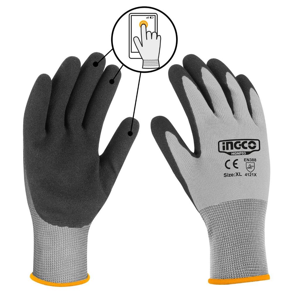 Перчатки с нитриловым покрытием INGCO HGNF03 XL