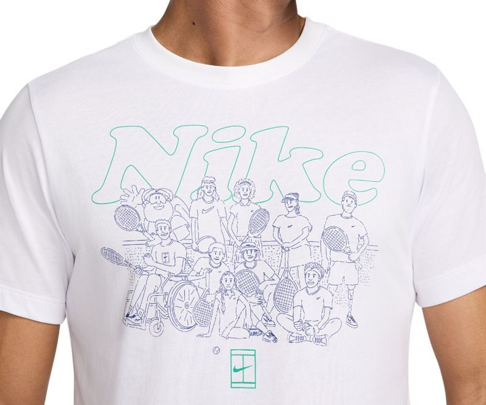 Мужская теннисная футболка Nike Court Dri-Fit Printed T-Shirt - белый