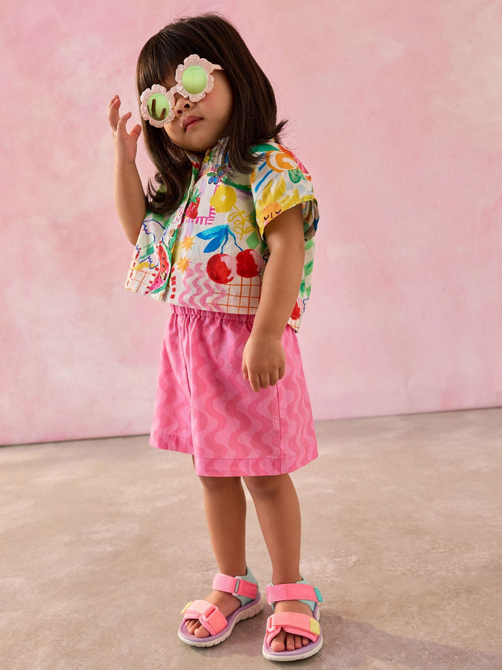 Рубашка и шорты в комплекте для девочки Next E79-496, Розовый, Белый