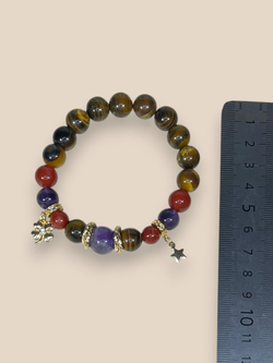 Браслет для Стрельца, тигр глаз, аметист, сердолик