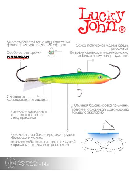 Балансир Lucky John CLASSIC 8 80мм/29