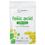 Micro Ingredients, Фолиевая кислота, 1000 мкг, 500 мягких таблеток