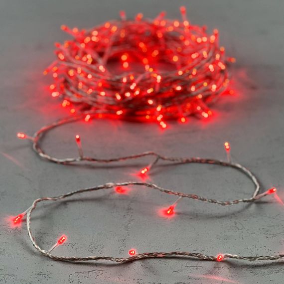 Светодиодная гирлянда с возможностью динамики 20 м., 200 красных LED ламп, 24V., прозрачный силиконовый провод, IP65, Beauty Led (EST200-3W10-1R)
