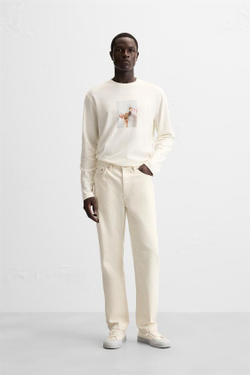 ZARA ФУТБОЛКА С ФОТОПРИНТОМ «КВИРЛ», БЕЛЫЙ