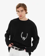 Лонгслив Borozna с принтом пирсинг черный