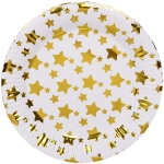 Тарелка бумажная 18 см в наборе 10 шт «Звездное синяие», золото
