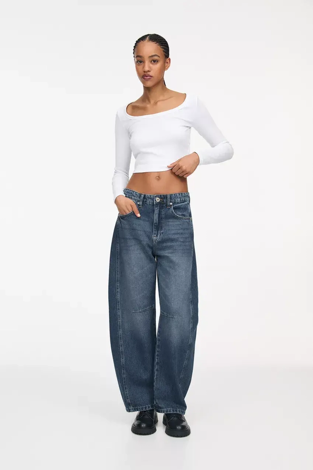 PULL&BEAR ДЖИНСЫ BALLOON, СИНИЙ