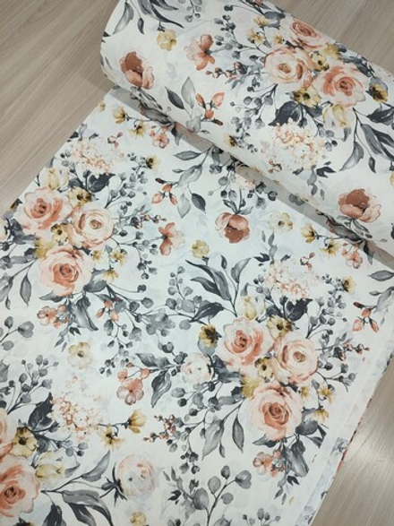 Ткань ранфорс (поплин люкс) "Чайная роза"