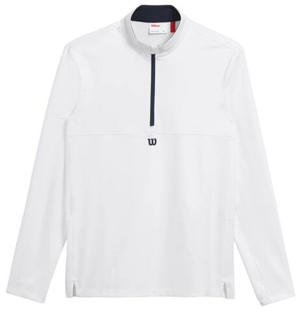 Мужская теннисная футболка теннисная Wilson Elevate Performance 1/2 Zip - белый
