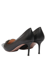 Женские туфли кожаные черные с пряжкой у носка