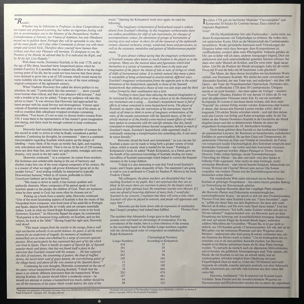 Доменико Скарлатти - Владимир Горовиц – Сонаты (Германия 1979г.)