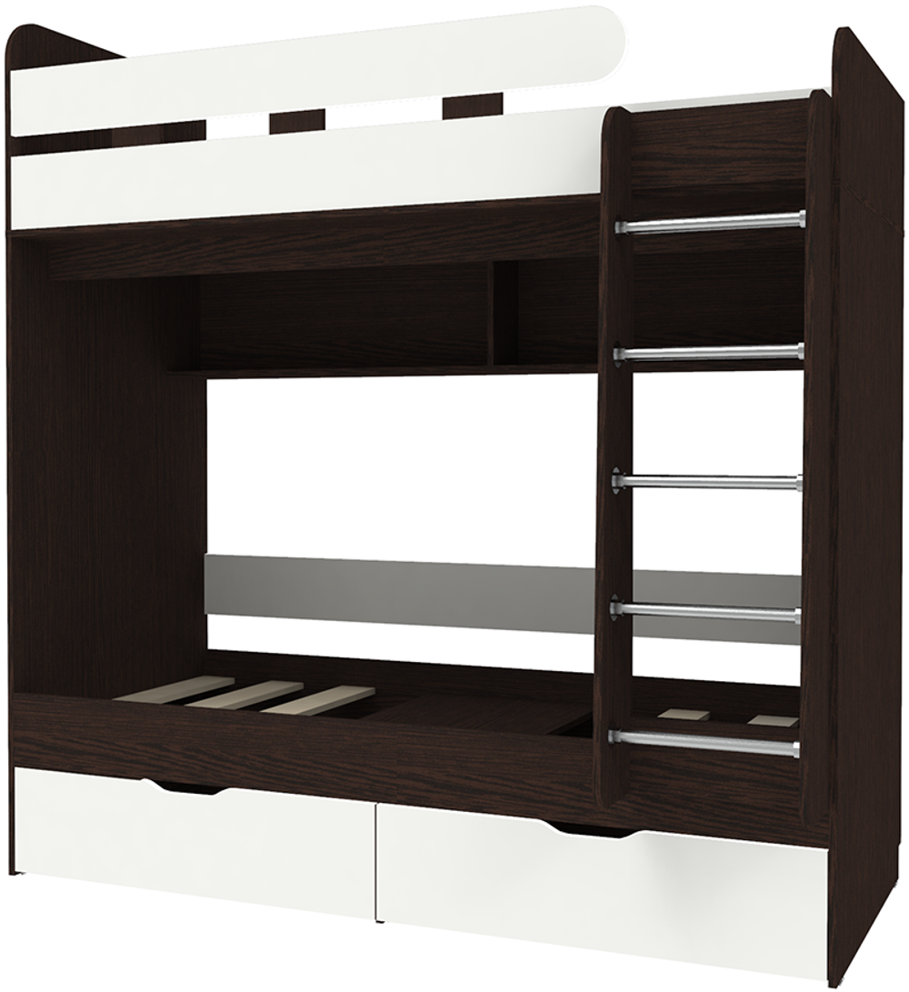 Двухъярусная кровать КарИВи Юниор 5 80х190 Венге Белый