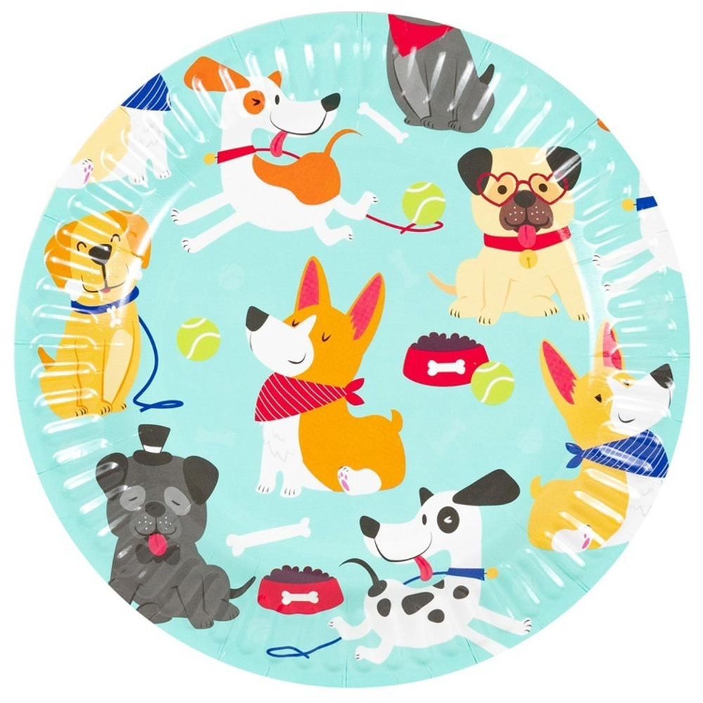 Тарелки бумажные «Милые собачки», 17 см / 23 см, 6 шт