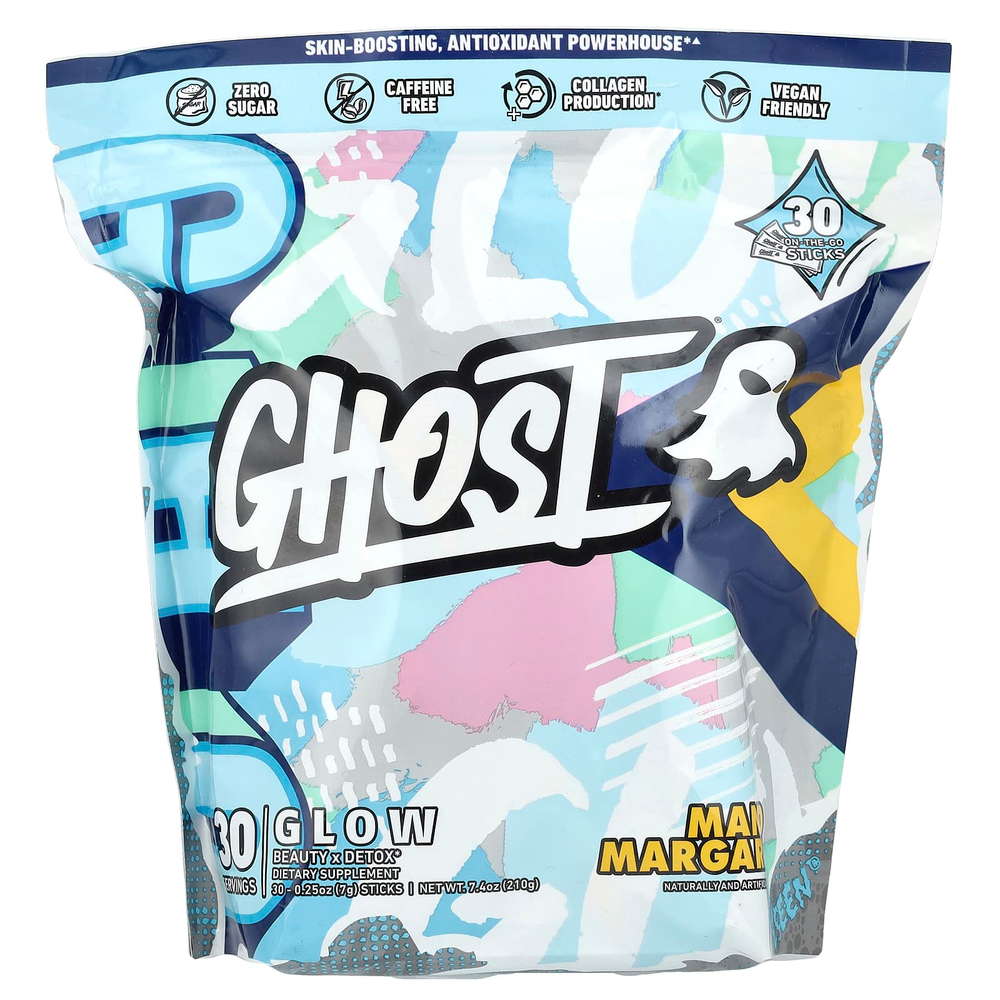Ghost, Glow, манго и маргарита, 30 палочек по 7 г (0,25 унции)
