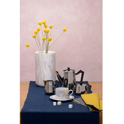 Двухсторонняя салфетка под приборы из умягченного льна с декоративной обработкой. Цвет серый/горчица Tkano