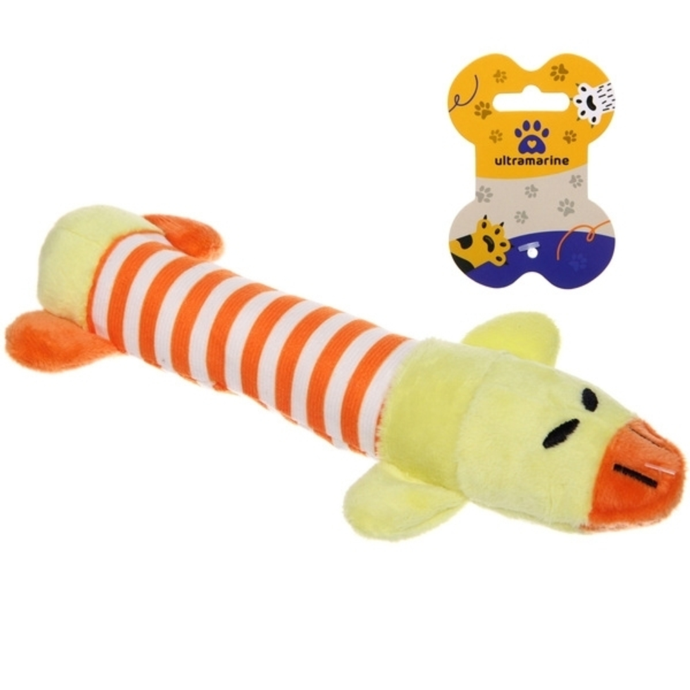 Игрушка для собак малых и средних пород «ЗООГРАД», утёнок, с пищалкой, 25см (лейбл)