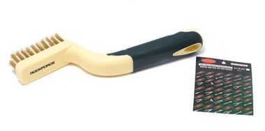 Щетка-мини по металлу ручная в пластиковом корпусе с прорезиненной рукояткой (латунная проволока, 3x10рядов) RockForce##Rock FORCE RF-34012839