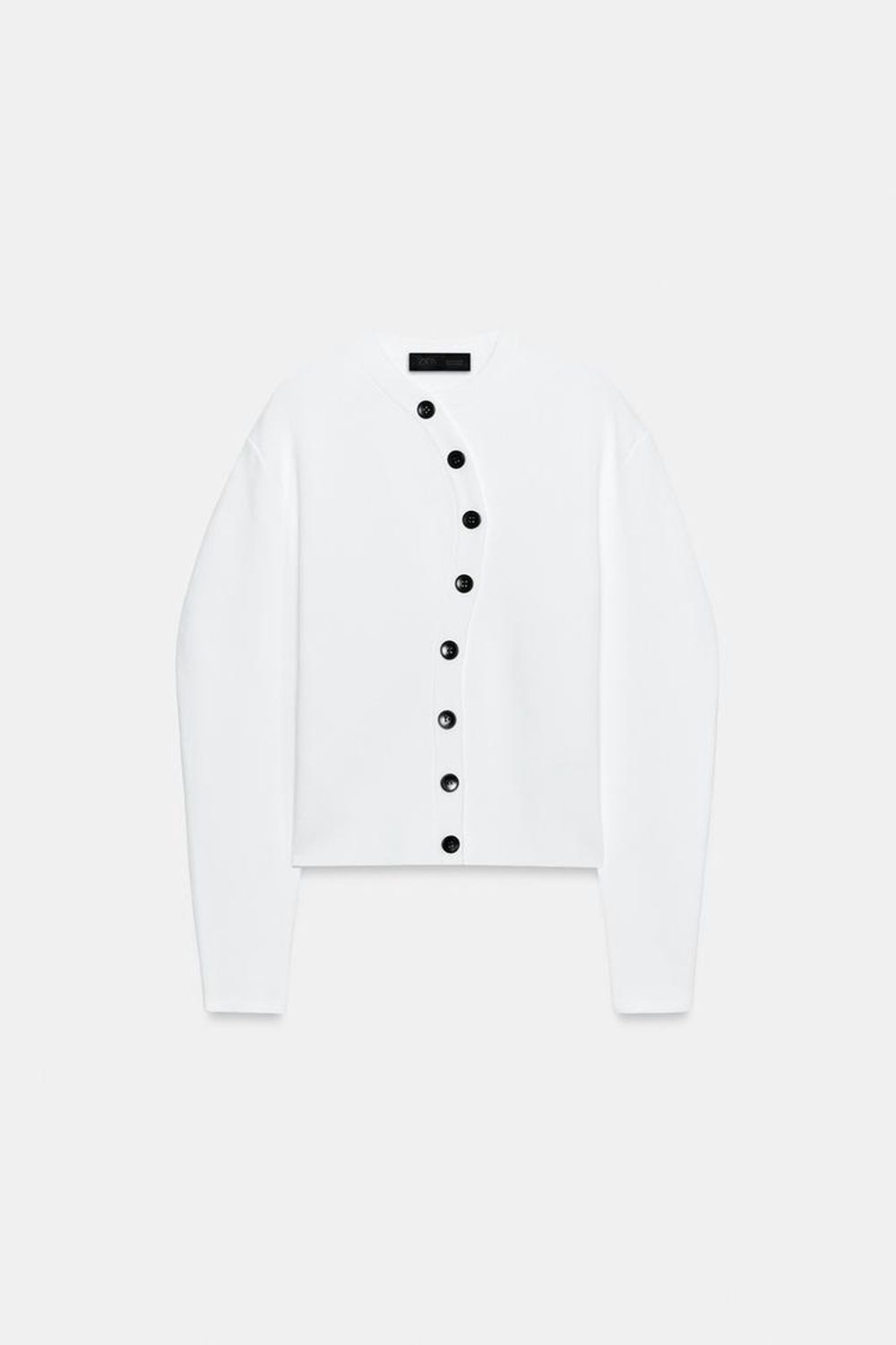 ZARA КАРДИГАН С АСИММЕТРИЧНОЙ ЗАСТЕЖКОЙ, БЕЛЫЙ