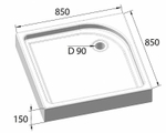 Акриловый поддон для душа BelBagno Tray 85х85 TRAY-BB-A-85-15-W Белый