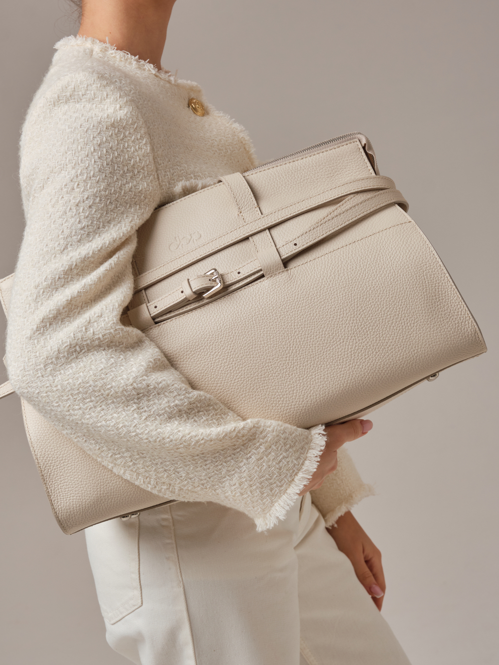 Кожаная сумка Rumi DBR 31152 светлый крем