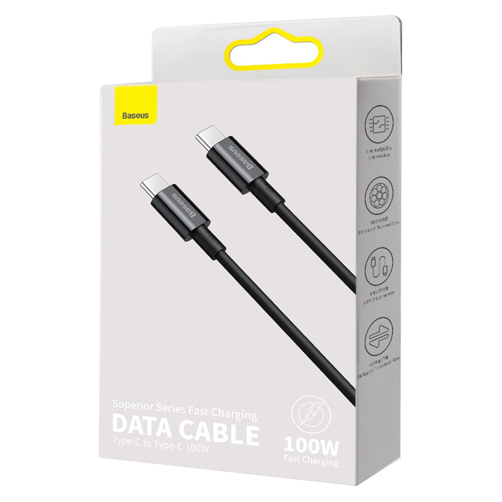 Type-C Кабель Baseus Superior Series Fast Charging Data Cable Type-C to Type-C 100W 1m - Black