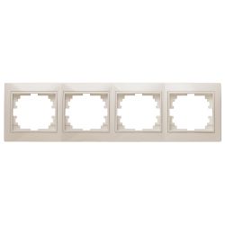 Рамка для розеток и выключателей Intro Plano 1-504-02 на 4 поста горизонтальная, СУ, слоновая кость