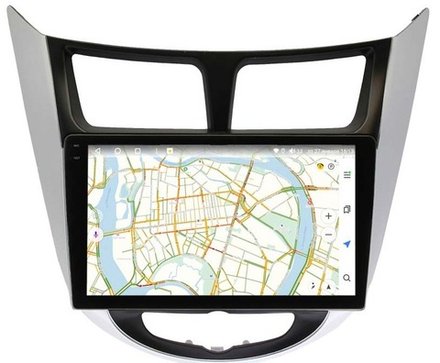 Магнитола для Hyundai Solaris (рамка серебристо-черная) 2010-2016 - Vaycar VA23-0067-2K на Android 13, 8-ядер, 2K QLED, ТОП процессор, CarPlay,4G SIM-слот