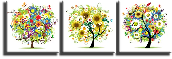 Модульная картина "Яркие деревья"